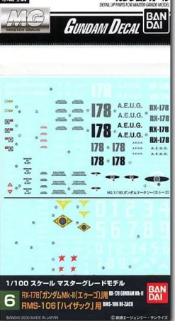 1/100 GD-06 MG Gundam Mk-II AEUG & Hi-Zack Decal