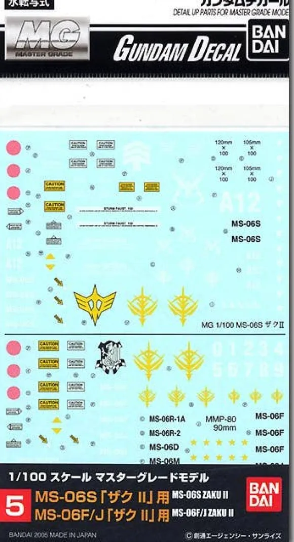 GD-05 MG MS-06S/F/J Zaku 2 Decal
