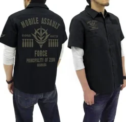 Mobile Suit Gundam Assault Mobile Army Emblem Based Work Shirt : Black-L