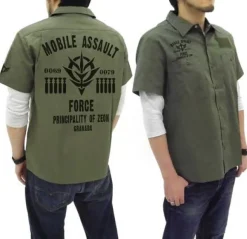 Mobile Suit Gundam Assault Mobile Army Emblem Based Work Shirt : Moss-M