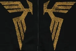 Mobile Suit Gundam: Char's Cloak Embroidery-Style Print Zip Parka: Black-M