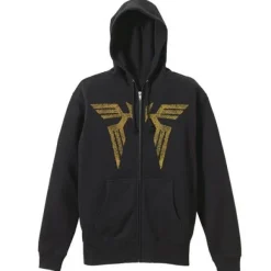 Mobile Suit Gundam: Char's Cloak Embroidery-Style Print Zip Parka: Black-M