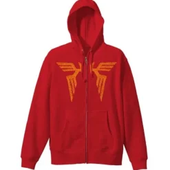 Mobile Suit Gundam: Char's Cloak Embroidery-Style Print Zip Parka: Red-XL