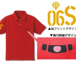 Mobile Suit Gundam Char's Zaku Mono-Eye Embroidered Polo Shirt Red-S