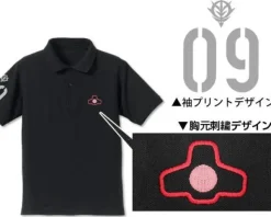 Mobile Suit Gundam Dom Mono-Eye Embroidered Polo Shirt Black-XL