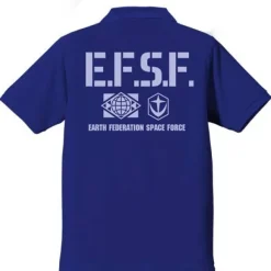 Mobile Suit Gundam Earth Federation Space Force Polo Shirt : Cobalt Blue-L