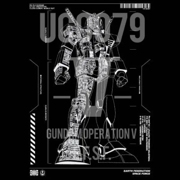 Mobile Suit Gundam: Operation V RX 78 2 Gundam T-Shirt Black L