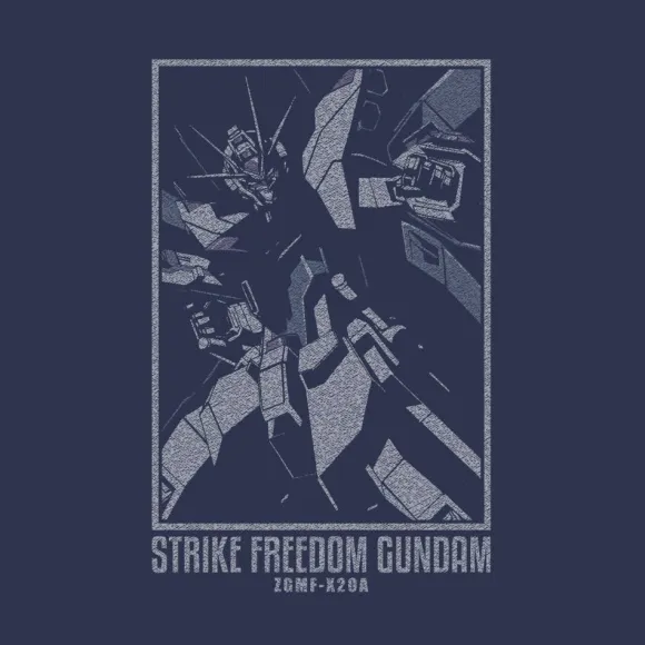 Mobile Suit Gundam Seed Destiny: Strike Freedom Gundam T-Shirt / Indigo-XL