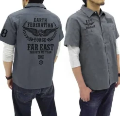 Mobile Suit Gundam: The 08th MS Team E.F.F. Patch-Based Work Shirt : Gray-XL