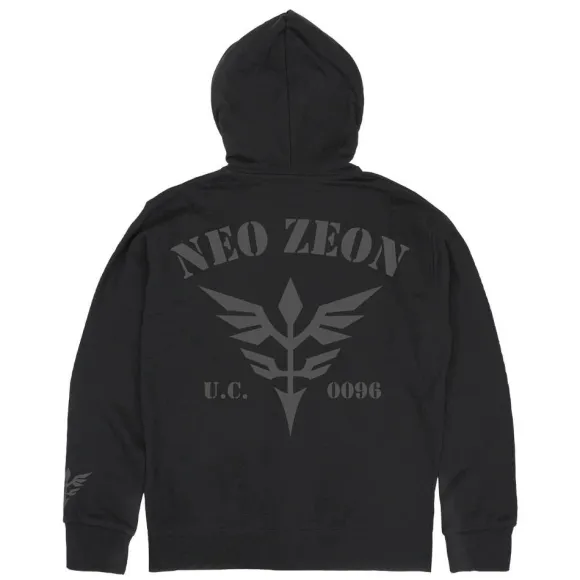 Mobile Suit Gundam Uc (Unicorn): Neo Zeon U.C.0096 Zip Hoodie / Black-XXL