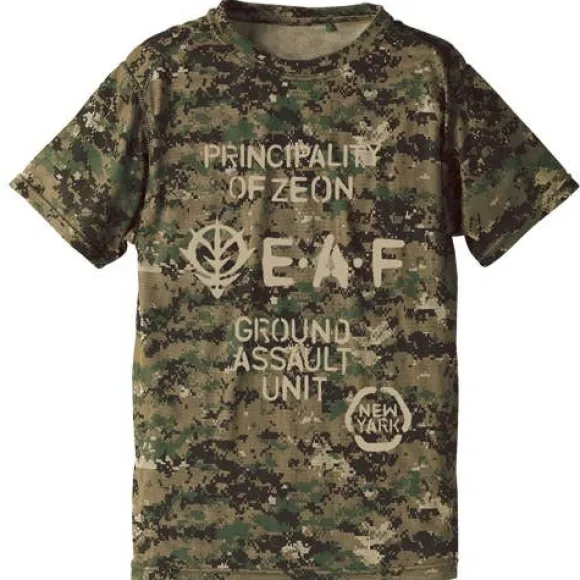 Mobile Suit Gundam: Zeon E.A.F. Camouflage Dry T-Shirt: Wood Land-L