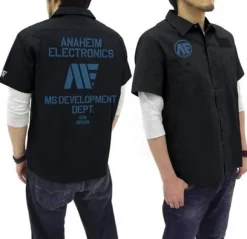 Mobile Suit Z Gundam Anaheim Logo Patch-Based Work Shirt : Black-L